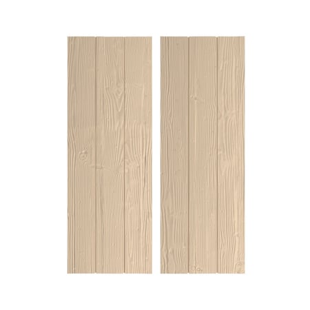 Ekena Millwork SHUBJN Faux Wood Shutters (Per Pair) Rustic Joined Board-n w/No Batten, 22"W x 56"H, Sandblasted